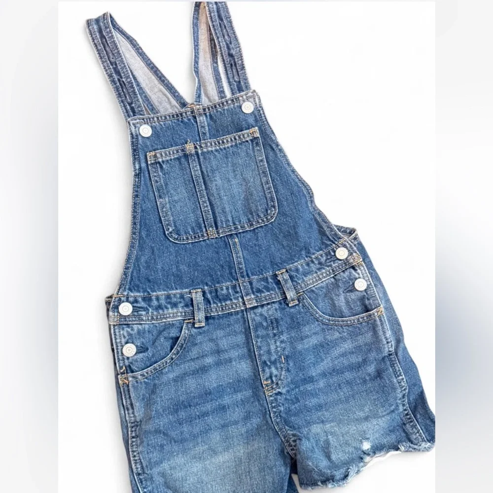 Old Navy Girls Kids‎ blue denim shorts summer spring overalls Size M